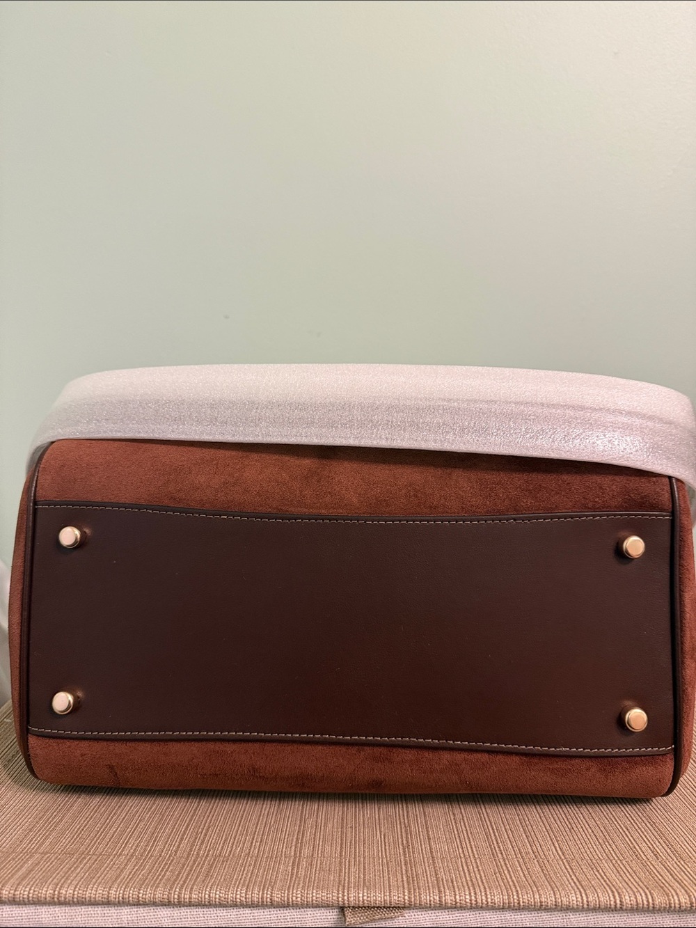 Coach Large Rowan Satchel in Vintage Brown Suede - Picture 6 of 8